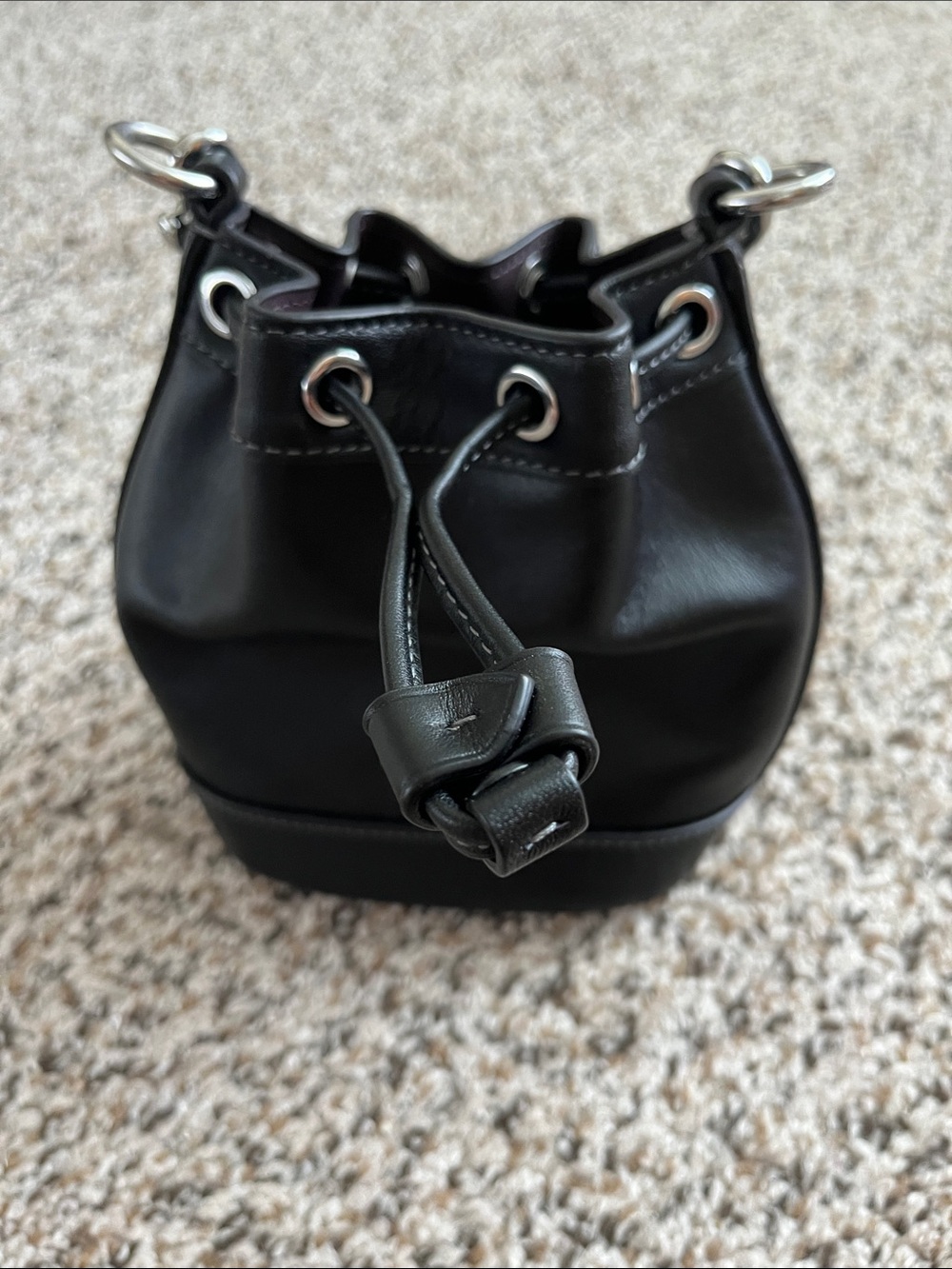 Coach Black Leather Drawstring MINI Bucket Bag